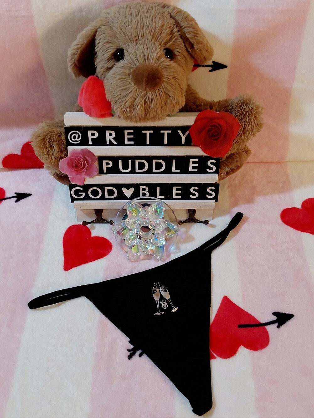 🥂 NWOT Victoria's Secret Monogram Logo & Champagne Glasses  V-String Panty 🥂